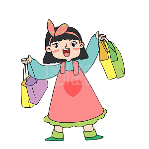 图怪兽原创元素卡通购物女孩元素