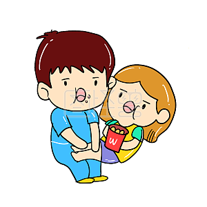 图怪兽原创元素卡通风情侣表情包俩吃货插画元素