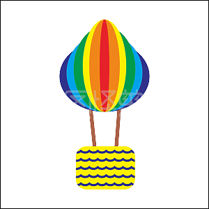 图怪兽原创元素卡通热气球红黄蓝绿