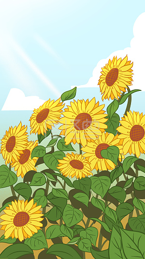 日签  风景 向日葵元素详情图怪兽原创元素表白日节日鲜花向日葵