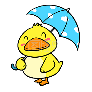 图怪兽原创元素 卡通 夏天 雨伞 太阳伞 鸭子