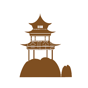 扁平 节气 中国 传统 凉亭 亭子 古建筑