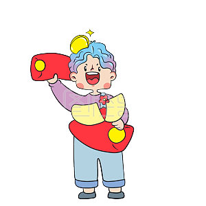 拿红包的小孩详情图怪兽原创元素卡通拿红包的小老鼠详情图