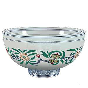 图怪兽原创元素手绘中国文化和自然遗产日文物陶瓷碗插画元素