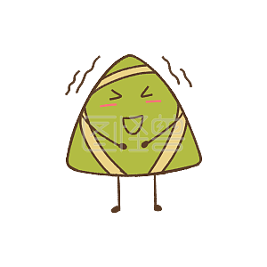 图怪兽原创元素 绿色 卡通 粽子 大笑 表情包