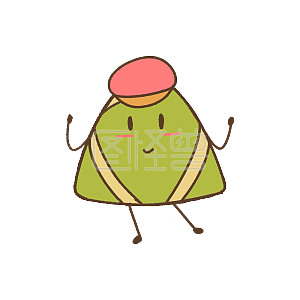 图怪兽原创元素 绿色 卡通 粽子 戴帽子 表情包