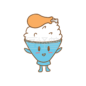 图怪兽原创元素       蓝色    卡通     米饭     加鸡腿     表情包