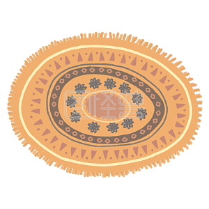 图怪兽原创元素橘色系地毯手绘感民族风室内家居客厅毛线毯