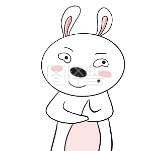 图怪兽原创元素 卡通 白色 兔子  坏笑  表情包