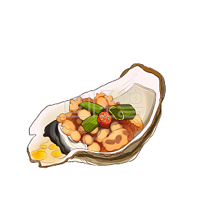 图怪兽原创元素手绘小暑夏季烧烤生蚝插画元素