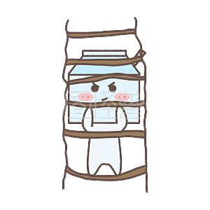 图怪兽原创元素 蓝色 卡通 牛奶盒 爬梯子 表情包