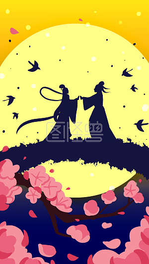 图怪兽原创元素七夕鹊桥牛郎织女