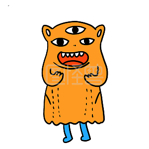 图怪兽原创元素卡通风黄鬼高兴表情包插画元素