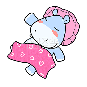 图怪兽原创元素 卡通 夏天 睡午觉 睡觉 动物 河马