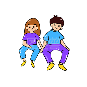 图怪兽原创元素卡通风情人节情侣可爱表情包插画元素