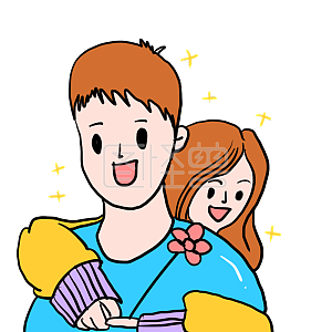 图怪兽原创元素卡通风情人节情侣给你花表情包插画元素