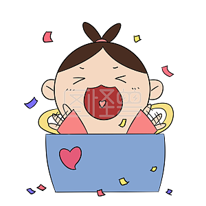 惊喜表情包插画元素详情图怪兽原创元素七夕情人节惊喜盒子礼物