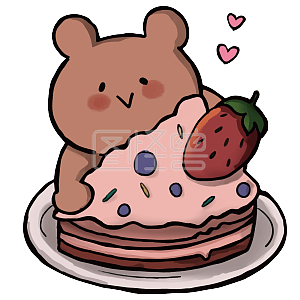 图怪兽原创元素卡通可爱小熊贪吃甜品蛋糕