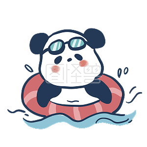 图怪兽原创元素卡通可爱熊猫表情包游泳夏日活动