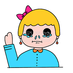 图怪兽原创元素卡通黄发小女孩哭死表情包插画元素