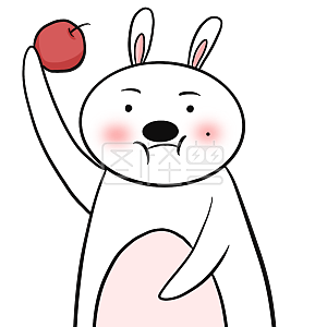 图怪兽原创元素 商业 宣传 表情包 卡通 兔子 白色 可爱 吃苹果