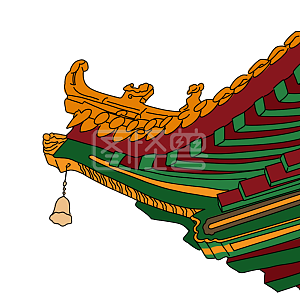 图怪兽原创元素扁平古风古建筑故宫飞檐