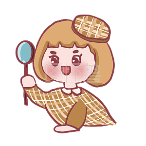 图怪兽原创元素卡通小女孩可爱表情包卖萌查找小侦探