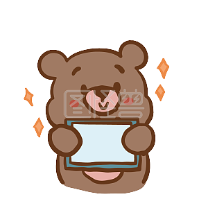 图怪兽原创元素卡通小熊可爱表情包萌系棕色举牌