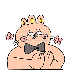 图怪兽原创元素卡通粉色胖兔子坏笑表情包插画元素