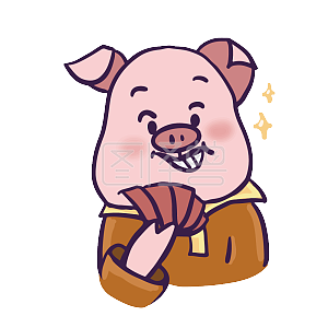 图怪兽原创元素卡通可爱小猪表情包粉色系坏笑得意