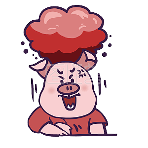 图怪兽原创元素卡通可爱小猪表情包粉色系生气气炸火冒三丈
