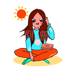 图怪兽原创元素卡通阳光女孩财迷表情包插画元素