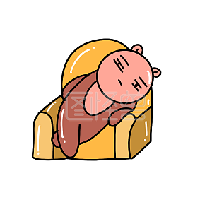 图怪兽原创元素卡通小熊大佬没精神表情包插画元素