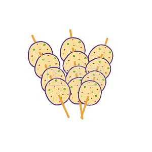 图怪兽美食小吃烤茄子详情图怪兽原创元素小清新茄子插画元素