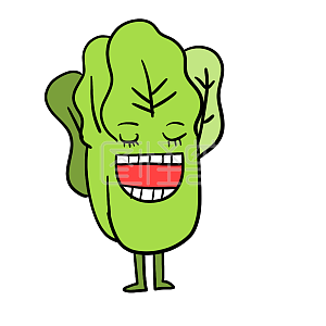 图怪兽原创元素卡通绿色白菜开心大笑表情包插画元素