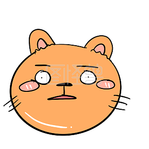 图怪兽原创元素卡通橙色大脸猫害怕表情包插画元素