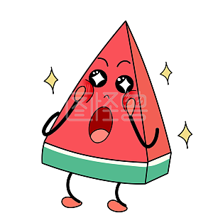 图怪兽原创元素西瓜星星眼崇拜表情包