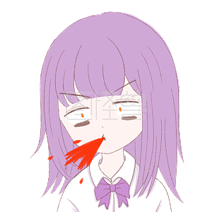 图怪兽原创元素卡通表情包紫色女孩吐血