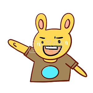 图怪兽原创元素卡通黄色大脸兔坏笑表情包插画元素