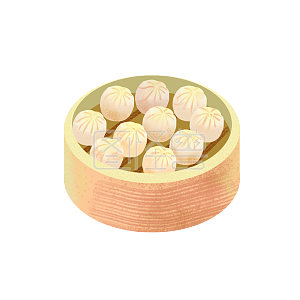图怪兽蒸包子小笼包美食小吃