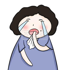 图怪兽原创元素 商业 宣传 表情包 卡通 大妈 蓝色 可爱 哭 悲伤