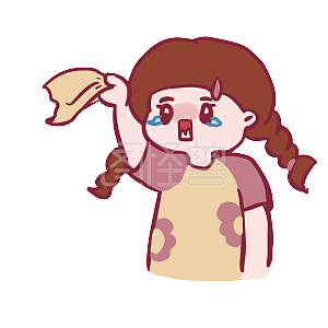 图怪兽原创元素卡通可爱女孩表情包挥手再见含泪告别