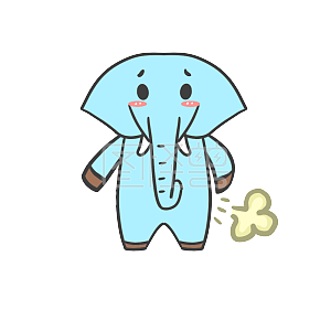 图怪兽原创元素       蓝色    卡通     大象      放屁       表情