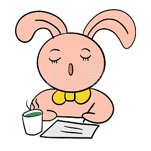 图怪兽原创元素卡通粉色长耳兔享受表情包插画元素