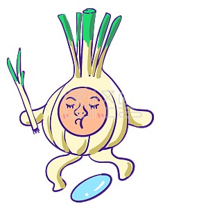 图怪兽原创元素扁平化卡通大蒜吃葱表情包插画元素