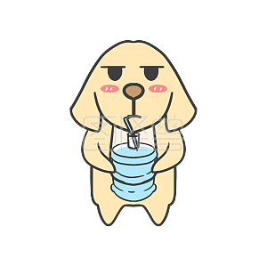 图怪兽原创元素       黄色    卡通     小狗     喝水     表情包