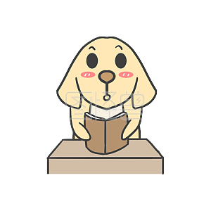 黄色    卡通     小狗      看书        表情包