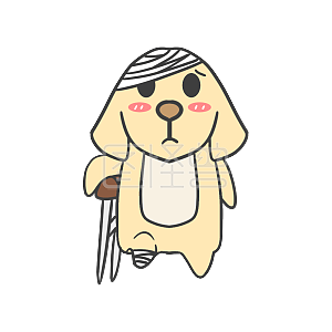 图怪兽原创元素       黄色    卡通     小狗       受伤