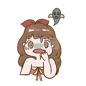 图怪兽原创元素萌系卡通人物女孩表情包惊恐惊吓中元节