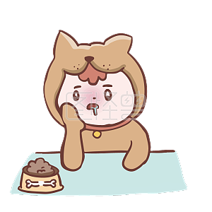 图怪兽原创元素卡通单身狗头套小男孩表情包狗粮等待投食